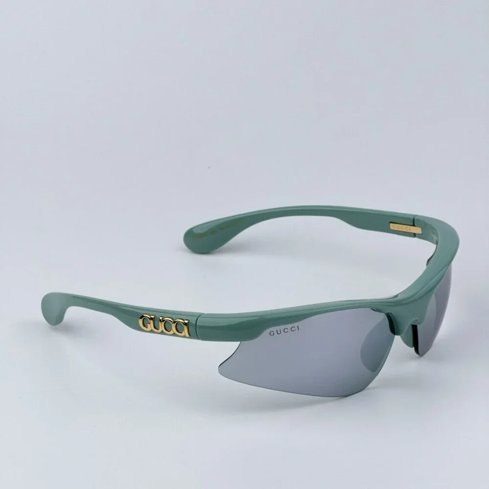 Gucci Men BRAND NEW Sunglasses Green Silver Mirror Mask GG1774S 005